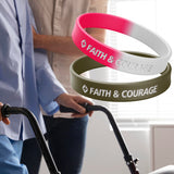 Load image into Gallery viewer, Customizable Silicone Wristbands Breast Cancer Awareness Bracelets with Hope Faith Strength Courage Women